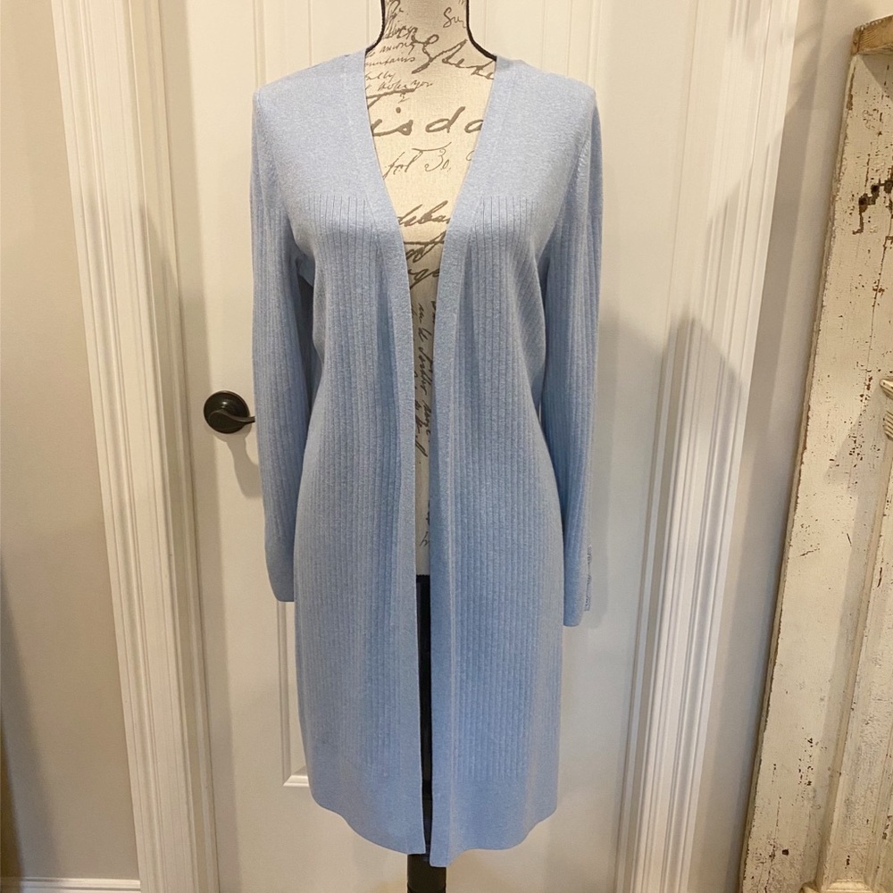 TALBOTS Cardigan Long Light Blue Size Medium LIKE NEW